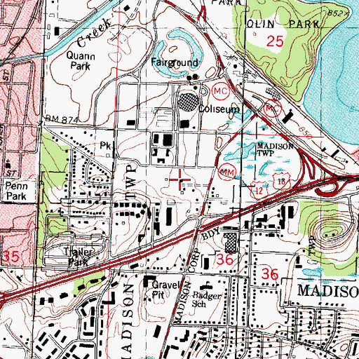 Topographic Map of Dane County William H Ferris Center Jail, WI