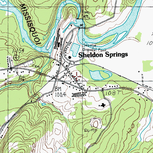 Topographic Map of Sheldon Springs Post Office, VT