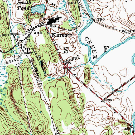 Topographic Map of Florence Post Office, VT