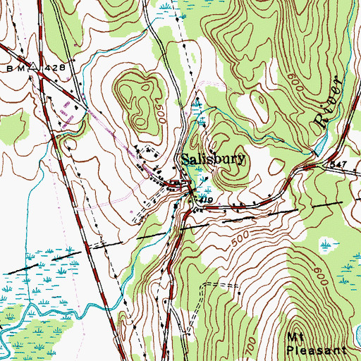 Topographic Map of Salisbury Post Office, VT