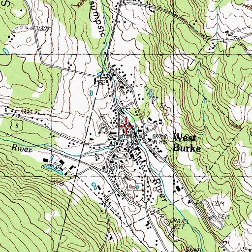 Topographic Map of West Burke Post Office, VT