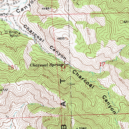 Topographic Map of Charcoal Spring, AZ