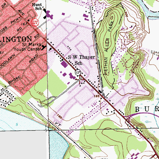 Topographic Map of North Burlington Post Office, VT