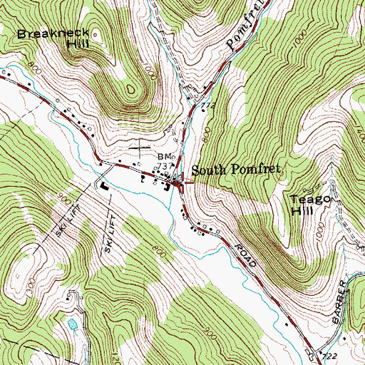 Topographic Map of South Pomfret Post Office, VT