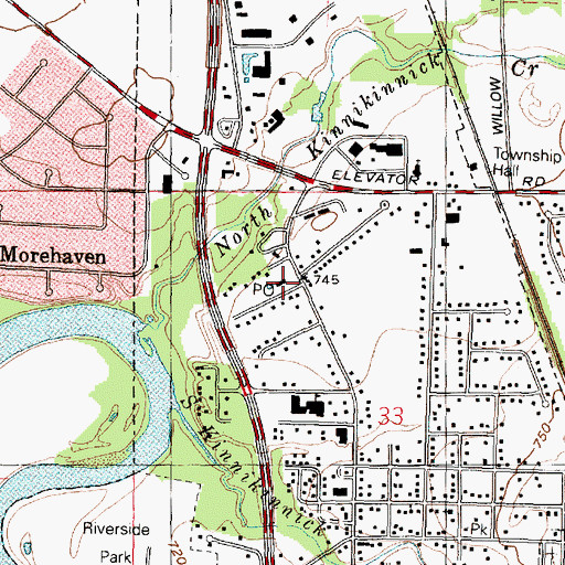 Topographic Map of Roscoe Post Office, IL