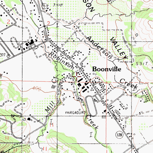 Topographic Map of Boonville Post Office, CA