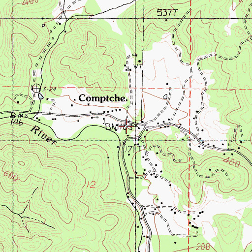 Topographic Map of Comptche Post Office, CA