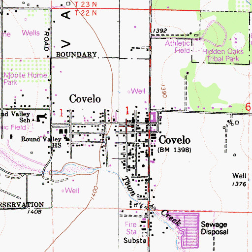 Topographic Map of Covelo Post Office, CA