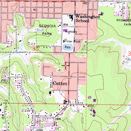 Topographic Map of Cutten Post Office, CA