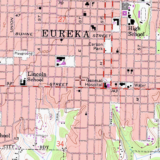 Topographic Map of Henderson Post Office, CA