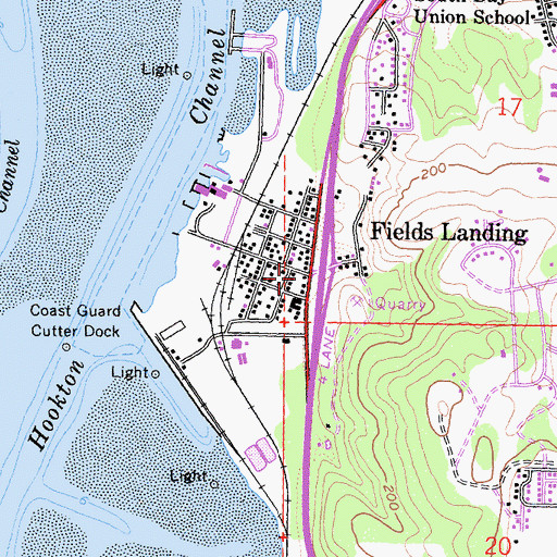 Topographic Map of Fields Landing Post Office, CA
