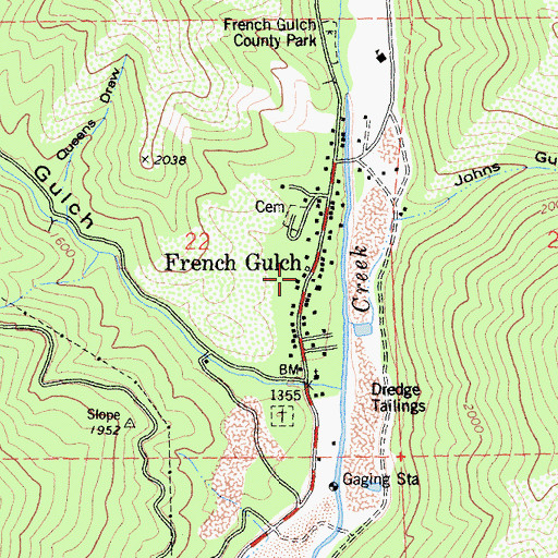 Topographic Map of French Gulch Post Office, CA
