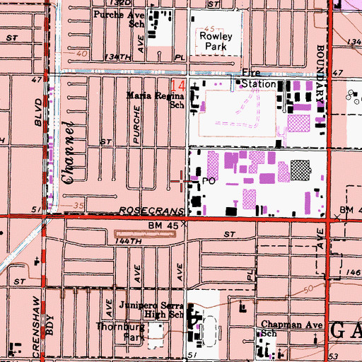 Topographic Map of Alondra Post Office, CA