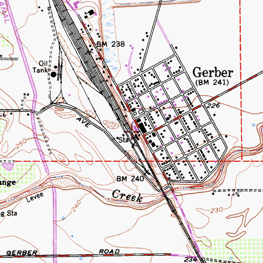 Topographic Map of Gerber Post Office, CA