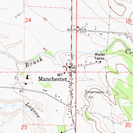 Topographic Map of Manchester Post Office, CA