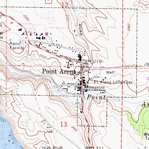 Topographic Map of Point Arena Post Office, CA