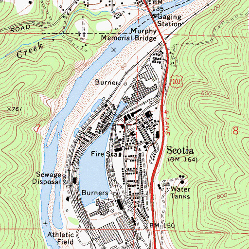 Topographic Map of Scotia Post Office, CA