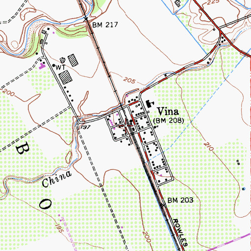 Topographic Map of Vina Post Office, CA