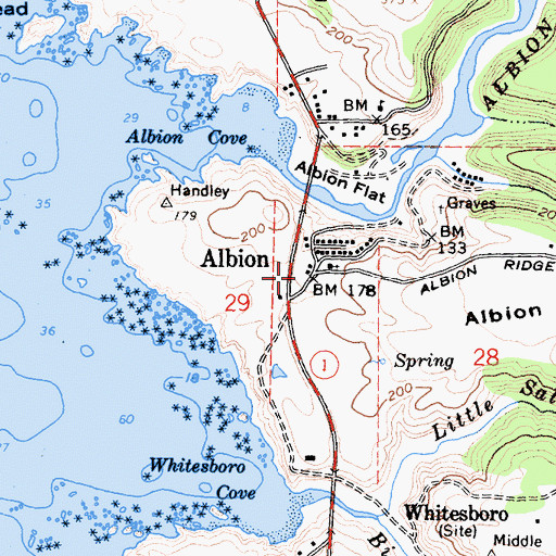 Topographic Map of Albion Post Office, CA