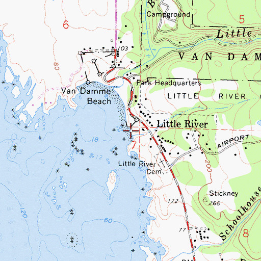Topographic Map of Little River Post Office, CA
