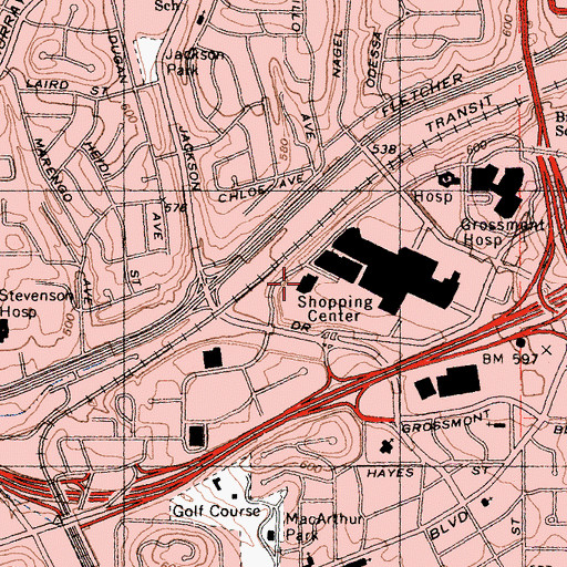 Topographic Map of Grossmont Post Office, CA