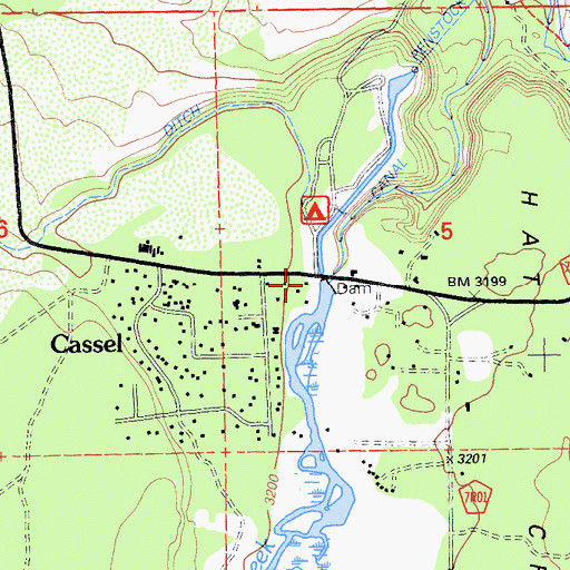 Topographic Map of Cassel Post Office, CA