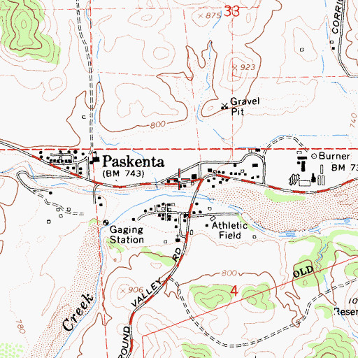 Topographic Map of Paskenta Post Office, CA