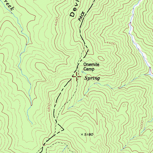 Topographic Map of One Mile Spring, CA