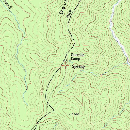 Topographic Map of One Mile Spring, CA