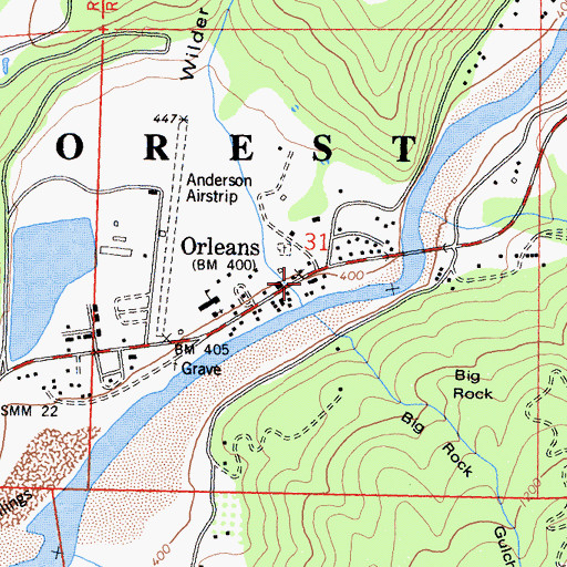 Topographic Map of Orleans Post Office, CA