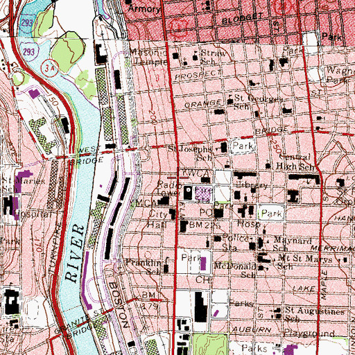Topographic Map of Downtown Post Office, NH