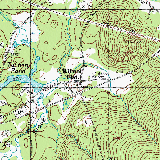 Topographic Map of Wilmot Post Office, NH