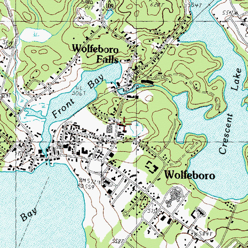 Topographic Map of Wolfeboro Falls Post Office, NH