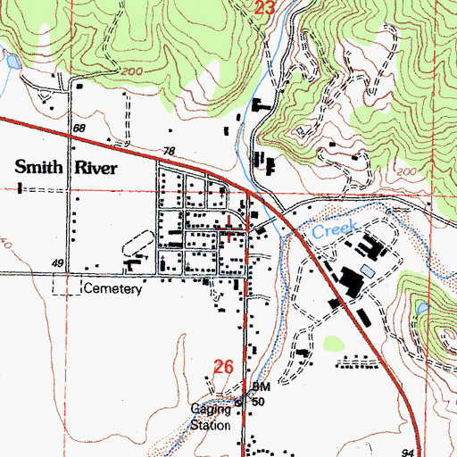 Topographic Map of Smith River Post Office, CA