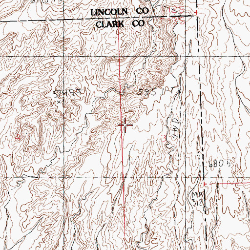Topographic Map of Mercy Air, NV