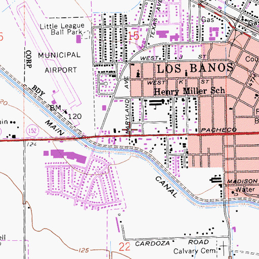 Topographic Map of California Highway Patrol Los Banos, CA