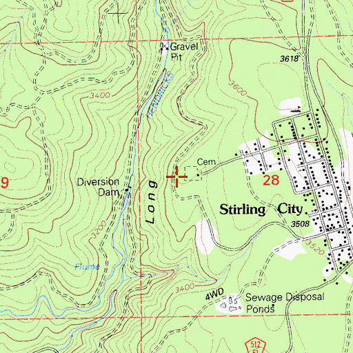 Topographic Map of Stirling City Cemetery, CA