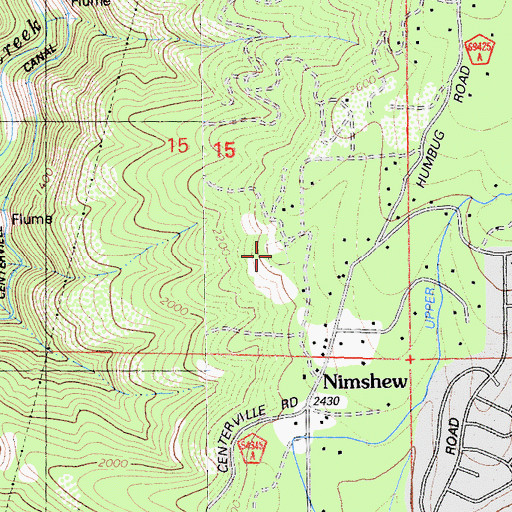 Topographic Map of Nimshew Cemetery, CA