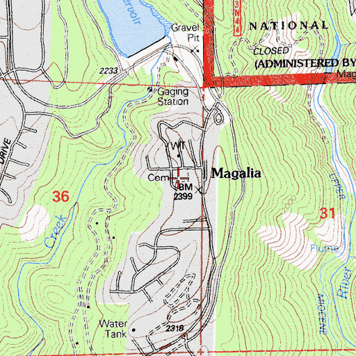 Topographic Map of Kimshew Magalia Cemetery, CA
