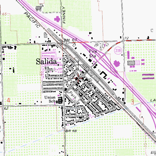 Topographic Map of Salida Post Office, CA
