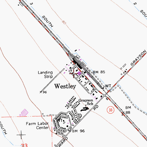 Topographic Map of Westley Post Office, CA