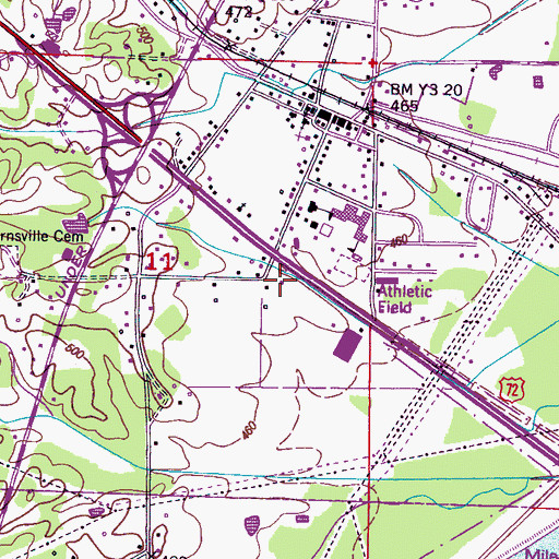 Topographic Map of Burnsville Post Office, MS