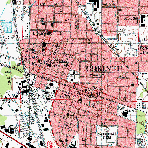 Topographic Map of Corinth Post Office, MS