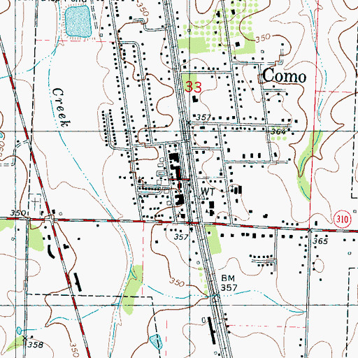 Topographic Map of Como Post Office, MS