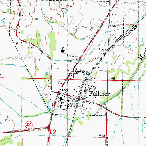 Topographic Map of Falkner Post Office, MS