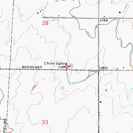 Topographic Map of Chino Valley Cemetery, AZ