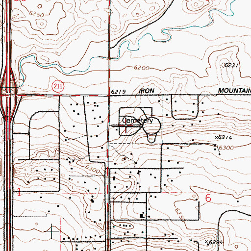 Topographic Map of Mountain View Memorial Park, WY