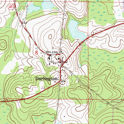 Topographic Map of Darlington Gascon Fire Station, FL