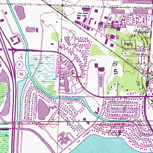 Topographic Map of Mangonia Park Fire Department, FL