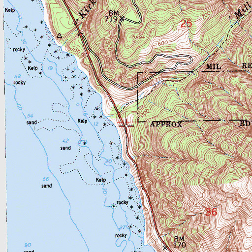 Topographic Map of Mill Creek Campground, CA